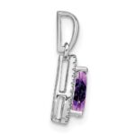 14k White Gold 7x5mm Pear Amethyst and Diamond Halo Pendant - Image 2