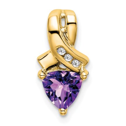 14k 6mm Trillion Amethyst and Diamond Chain Slide