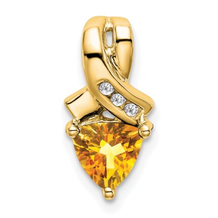 14k 6mm Trillion Citrine and Diamond Chain Slide