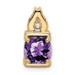 14k 6mm Cushion Amethyst and Diamond Chain Slide