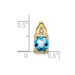 14k 6mm Cushion Blue Topaz and Diamond Chain Slide - Image 3