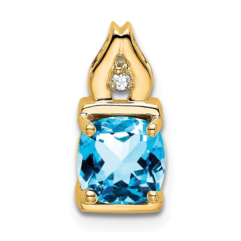 PM7054-BT-001-YA.jpg 14k 6mm Cushion Blue Topaz and Diamond Chain Slide - Image 1