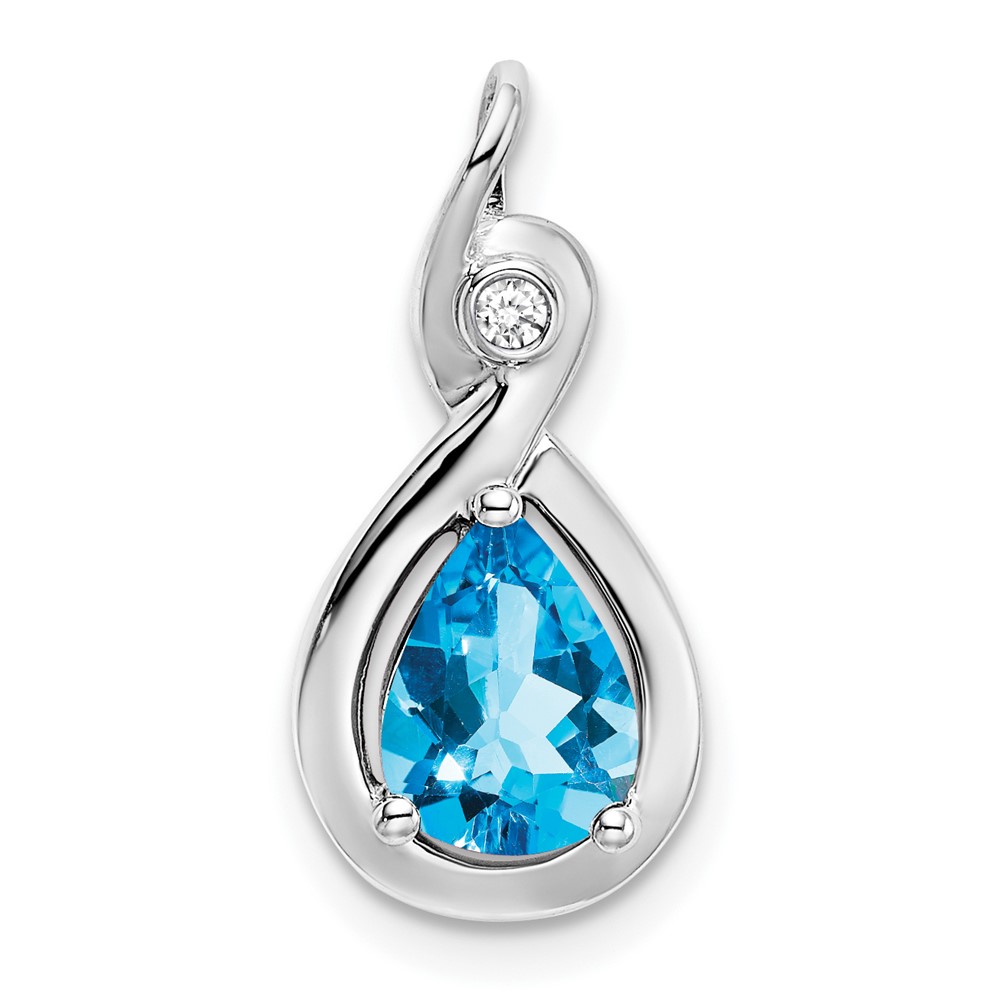 PM7055-BT-002-1WA.jpg 10k White Gold Pear Blue Topaz and Diamond Pendant - Image 1