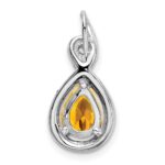14k White Gold 8x6mm Pear Citrine and Diamond Chain Slide - Image 4