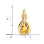 14k 8x6mm Pear Citrine and Diamond Chain Slide - Image 3