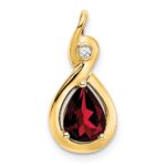 14k 8x6mm Pear Garnet and Diamond Chain Slide