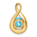 14k 6mm Round Blue Topaz and Diamond Chain Slide - Image 4