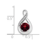 14k White Gold 6mm Round Garnet and Diamond Chain Slide - Image 3