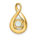 14k Lab Created Opal and Diamond Teardrop Chain Slide - Image 4