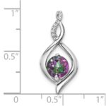 14k White Gold 6mm Round Mystic Fire Topaz and Diamond Pendant - Image 3