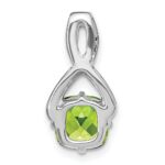 14k White Gold 7mm Cushion Peridot and Diamond Chain Slide - Image 4