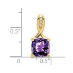 14k 8mm Cushion Amethyst and Diamond Chain Slide - Image 3