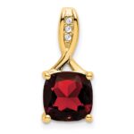 14k 8mm Cushion Garnet and Diamond Chain Slide