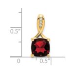14k 8mm Cushion Garnet and Diamond Chain Slide - Image 3