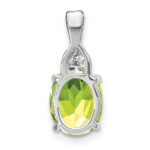 14k White Gold 9x7mm Oval Peridot and Diamond Chain Slide - Image 4
