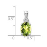 14k White Gold 9x7mm Oval Peridot and Diamond Chain Slide - Image 3