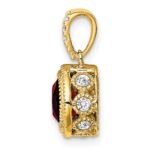 10k Cushion Garnet and Diamond Pendant - Image 2