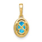 14k 7x5mm Oval Blue Topaz and Diamond Pendant - Image 3