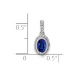 14k White Gold Oval Sapphire and Diamond Pendant with Side Diamond Detail - Image 4