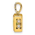 14k 6mm Square Citrine and Diamond Pendant - Image 2