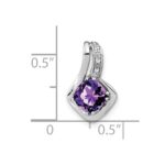 10k White Gold Amethyst and Diamond Pendant - Image 2