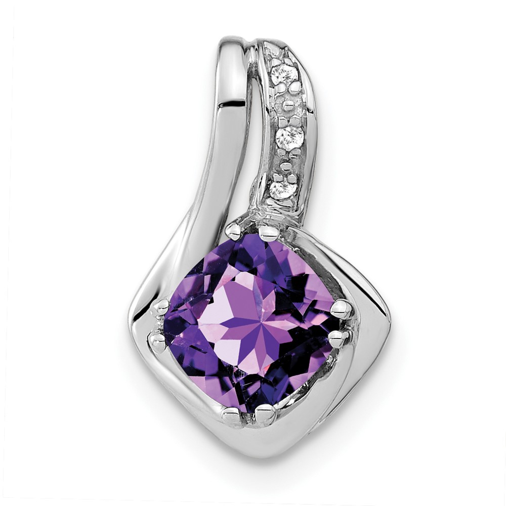 PM7117-AM-002-1WA.jpg 10k White Gold Amethyst and Diamond Pendant - Image 1