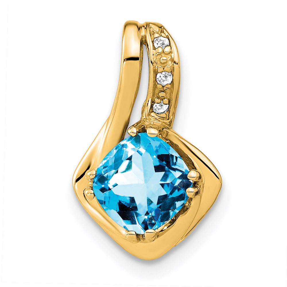 PM7117-BT-002-YA.jpg 14k 6.4mm Cushion Blue Topaz and Diamond Chain Slide - Image 1
