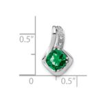 14k White Gold Cushion Lab Created Emerald and Diamond Chain Slide - Image 2