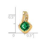 14k Cushion Lab Created Emerald and Diamond Chain Slide - Image 2