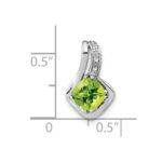 10k White Gold Peridot and Diamond Pendant - Image 2