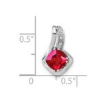 14k White Gold Cushion Lab Created Ruby and Diamond Chain Slide - Image 2