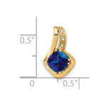 14k Cushion Lab Created Sapphire and Diamond Chain Slide - Image 2