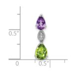14k White Gold Pear Amethyst/Peridot and Diamond Chain Slide - Image 3