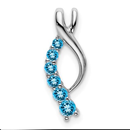 14k White Gold Graduated Blue Topaz Journey Chain Slide