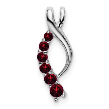 14k White Gold Graduated Garnet Journey Chain Slide