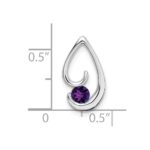 14k White Gold 4mm Round Amethyst Teardrop Chain Slide - Image 2
