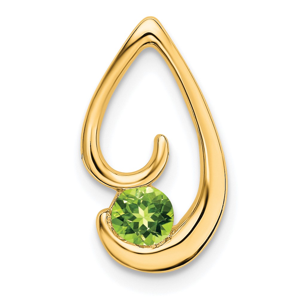 PM7145-PE-Y.jpg 14k 4mm Round Peridot Teardrop Chain Slide - Image 1