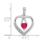 14k White Gold Ruby and Diamond Heart Pendant - Image 3