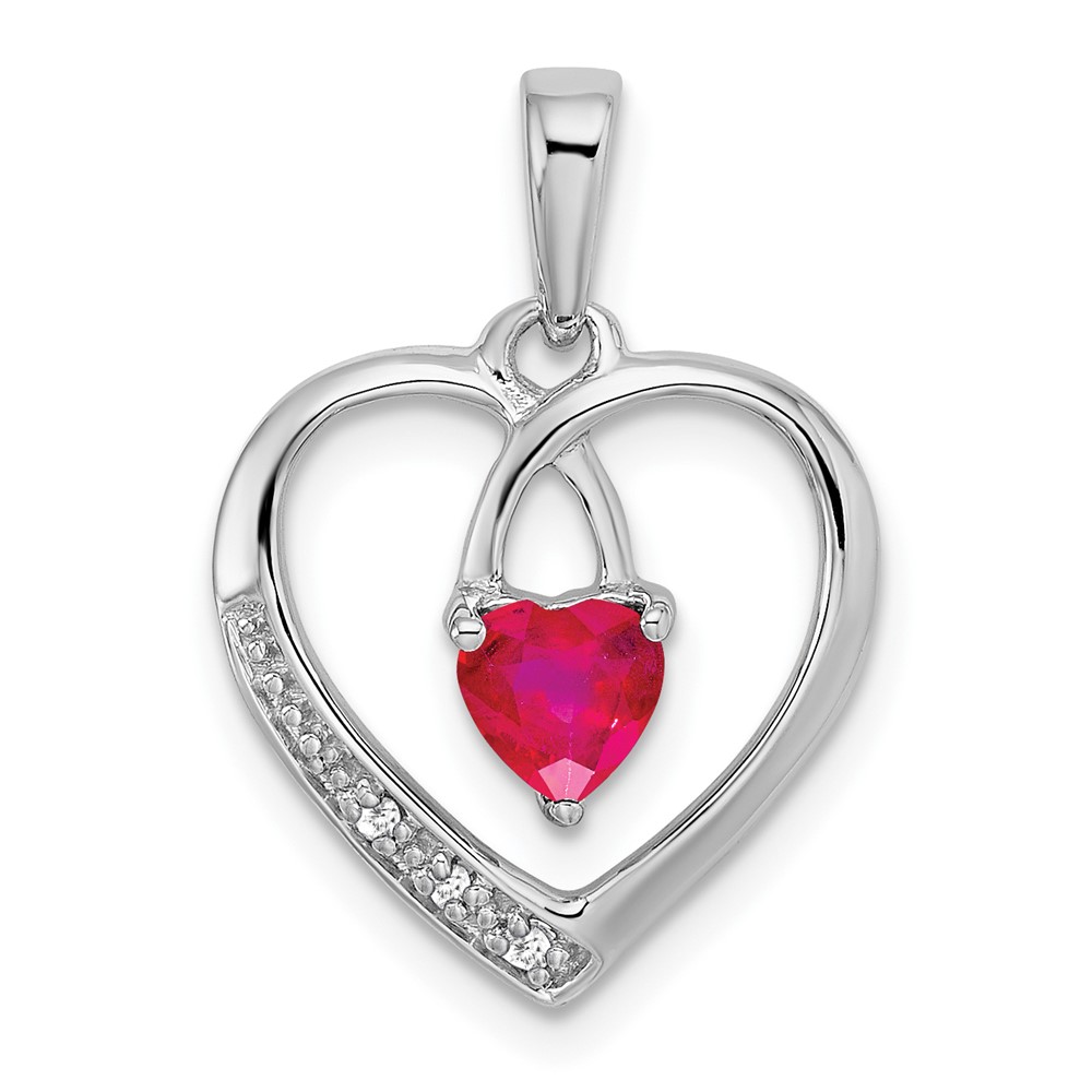 PM7170-RU-002-WA.jpg 14k White Gold Ruby and Diamond Heart Pendant - Image 1