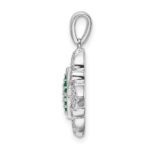 14k White Gold Emerald Cluster and Diamond Vintage Pendant - Image 2