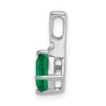 14k White Gold Cushion Emerald and Diamond Pendant - Image 2