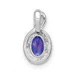 14k White Gold 6x4mm Oval Tanzanite and Diamond Halo Pendant - Image 4