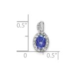 14k White Gold 6x4mm Oval Tanzanite and Diamond Halo Pendant - Image 3