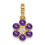 14k Amethyst and Diamond Floral Pendant