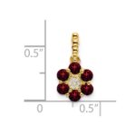 14k Garnet and Diamond Floral Pendant - Image 2