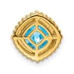 14k 6.5mm Cushion Blue Topaz Beaded Edge Chain Slide - Image 4