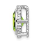 14k White Gold 8x6mm Oval Peridot Beaded Edge Chain Slide - Image 2