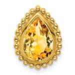 14k 9x6mm Pear Citrine Beaded Edge Chain Slide
