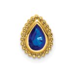 14k Pear Sapphire Beaded Edge Chain Slide