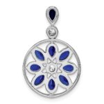 14k White Gold Pear and Marquise Sapphire and Diamond Circle Chain Slide - Image 4